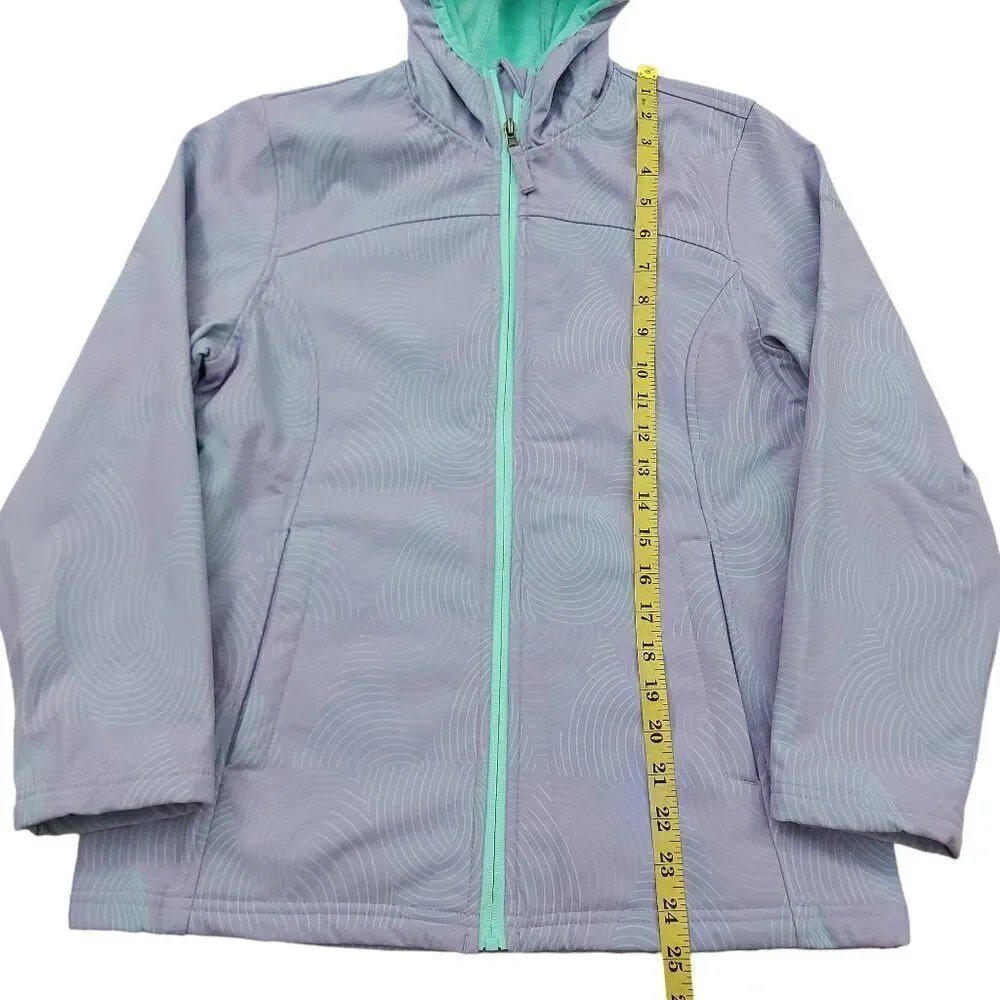 Free Country Hooded Jacket Youth 14/16 Lilac Green Fleece Inside Soft Shell